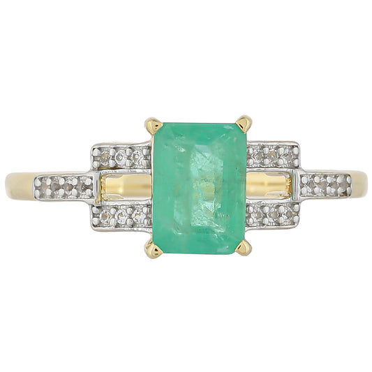 Goldring mit brasilianischem Smaragd und weißem Topas