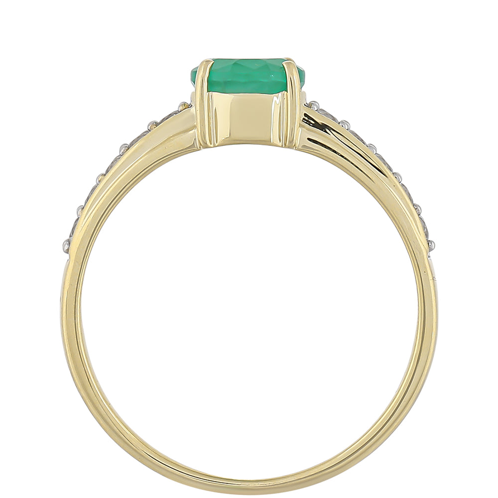 Goldring mit brasilianischem Smaragd und weißem Topas