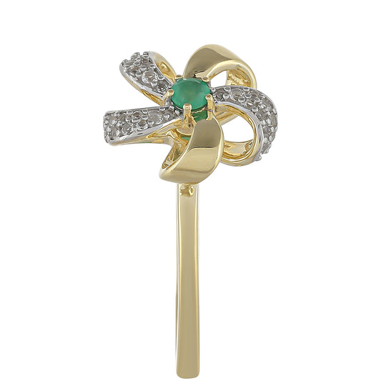 Goldring mit brasilianischem Smaragd und weißem Topas