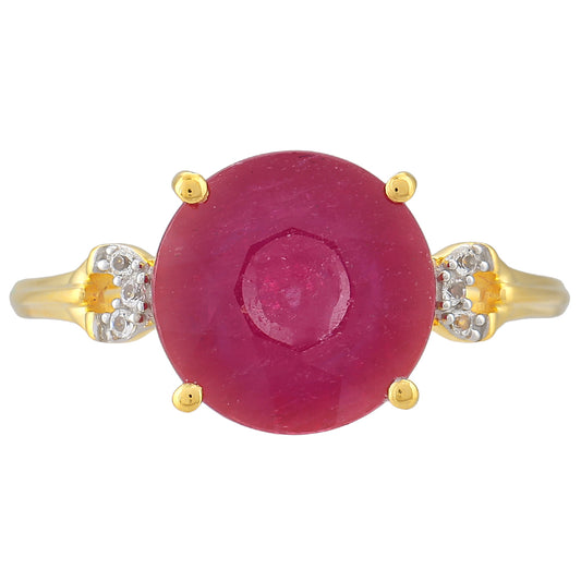 Goldplattierter Silberring mit Thai Rubin und weißem Topas