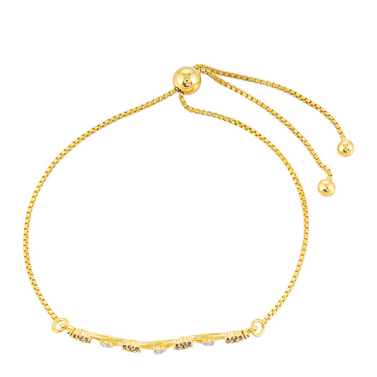 Goldplattiertes Silberarmband mit rotem Diamant und weißem Diamant