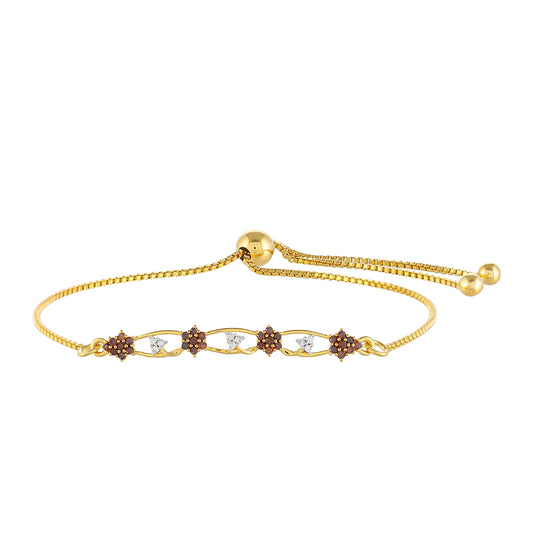 Goldplattiertes Silberarmband mit rotem Diamant und weißem Diamant