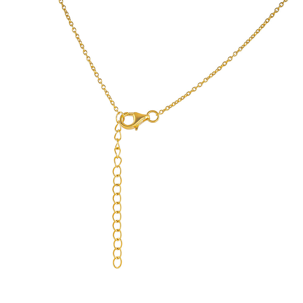 Goldplattierte Silberhalskette mit rotem Diamant und weißem Diamant