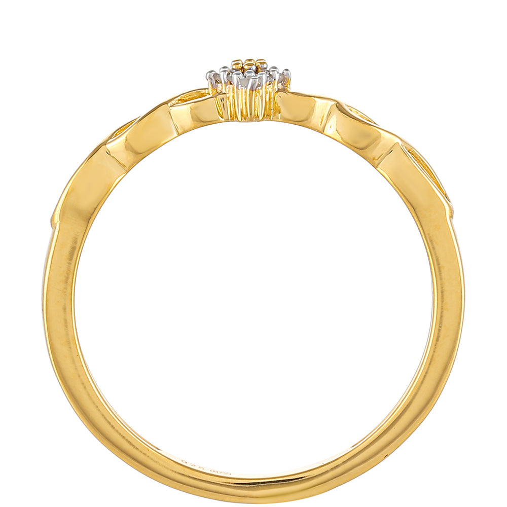 Goldplattierter Silberring mit rotem Diamant und weißem Diamant