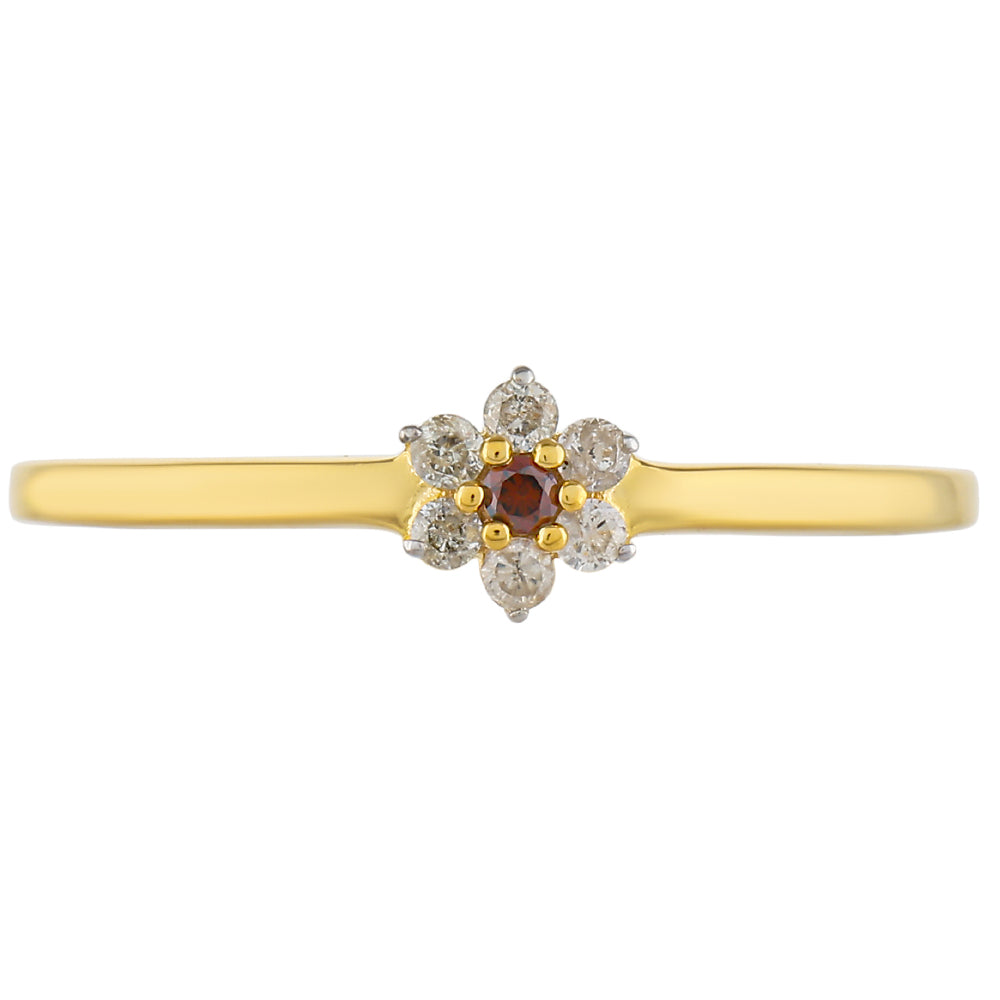 Goldplattierter Silberring mit rotem Diamant und weißem Diamant