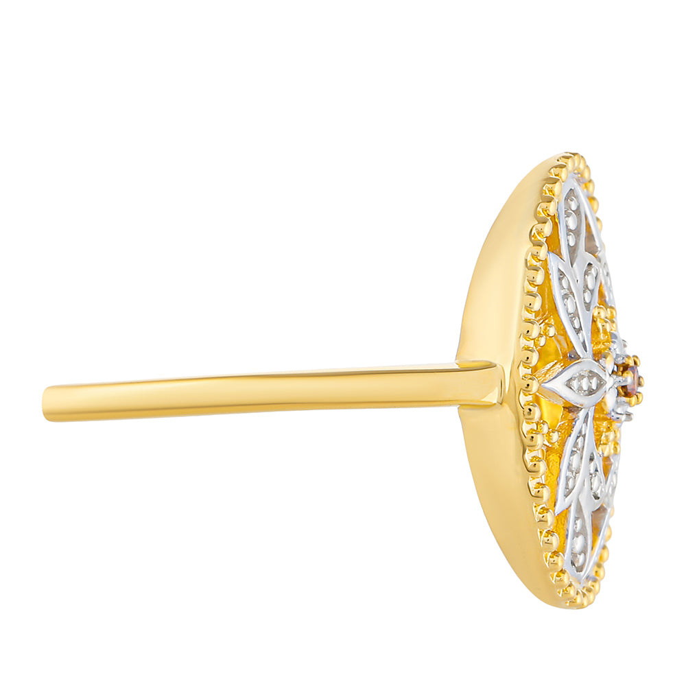 Goldplattierter Silberring mit rotem Diamant