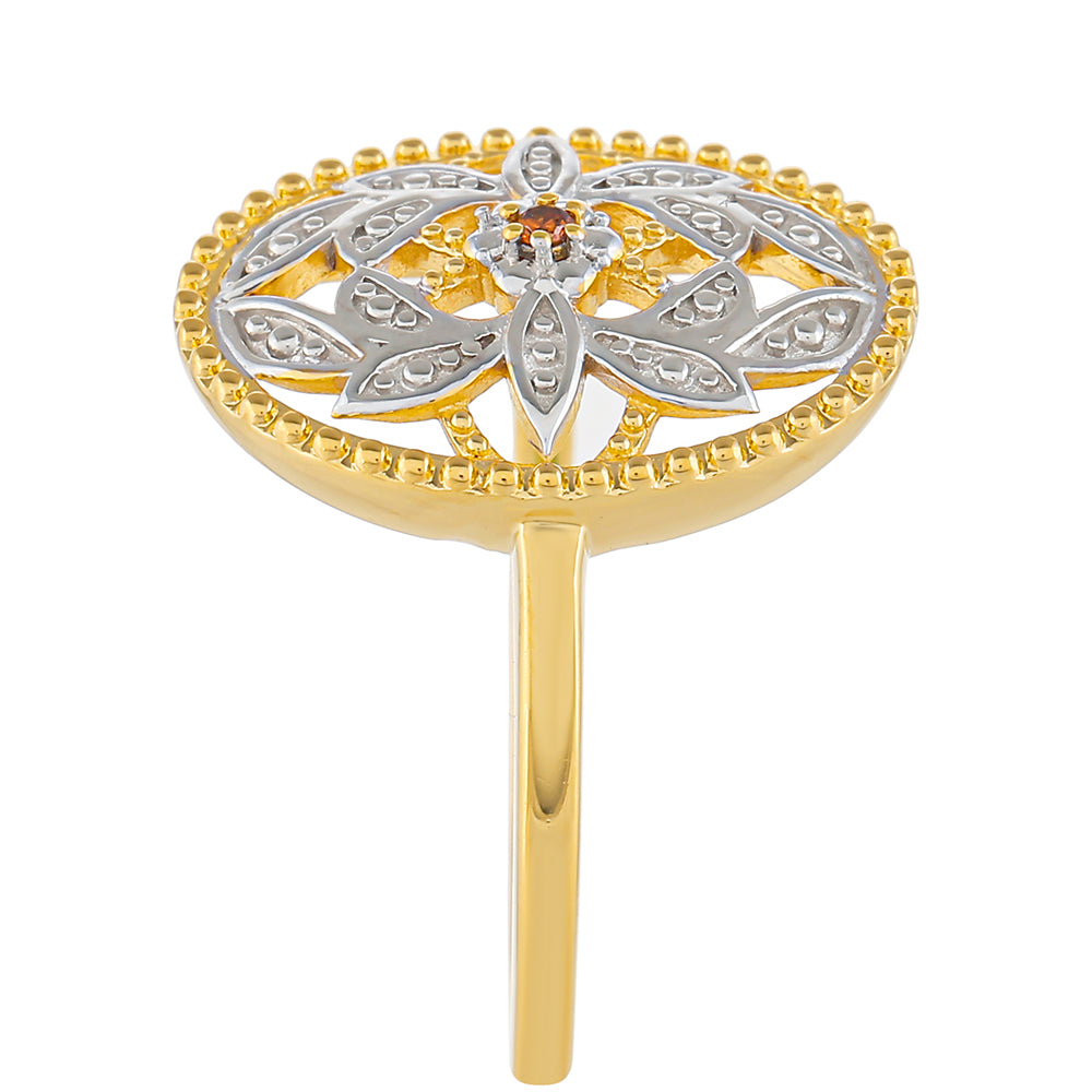 Goldplattierter Silberring mit rotem Diamant