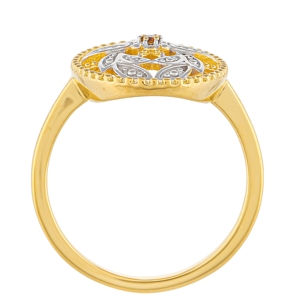 Goldplattierter Silberring mit rotem Diamant