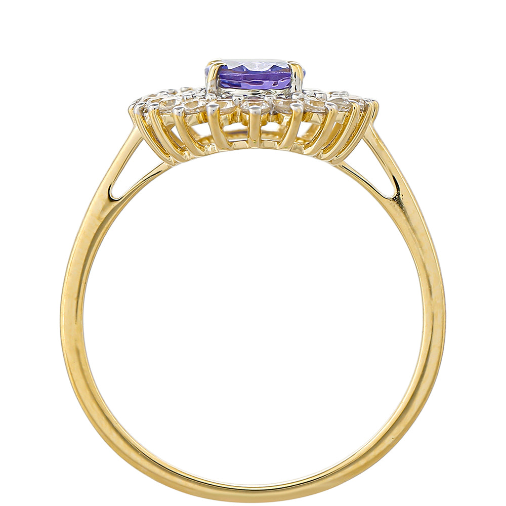 Goldring mit Tansanit - Klasse AAA und natürlichem Zirkon