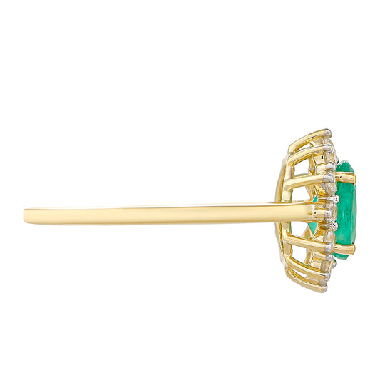 Goldring mit brasilianischem Smaragd und natürlichem Zirkon