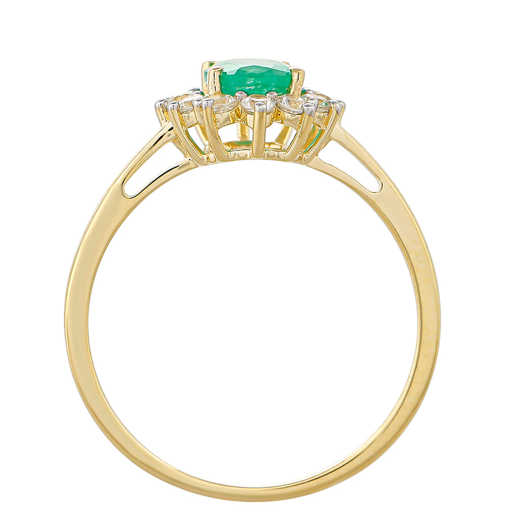 Goldring mit brasilianischem Smaragd und natürlichem Zirkon