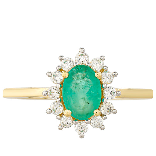 Goldring mit brasilianischem Smaragd und natürlichem Zirkon