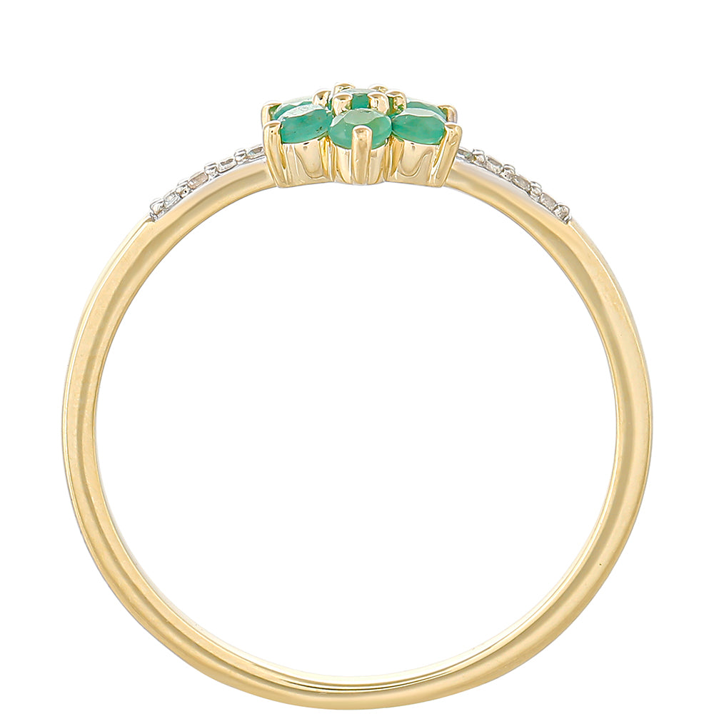 Goldring mit brasilianischem Smaragd und natürlichem Zirkon