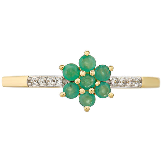 Goldring mit brasilianischem Smaragd und natürlichem Zirkon