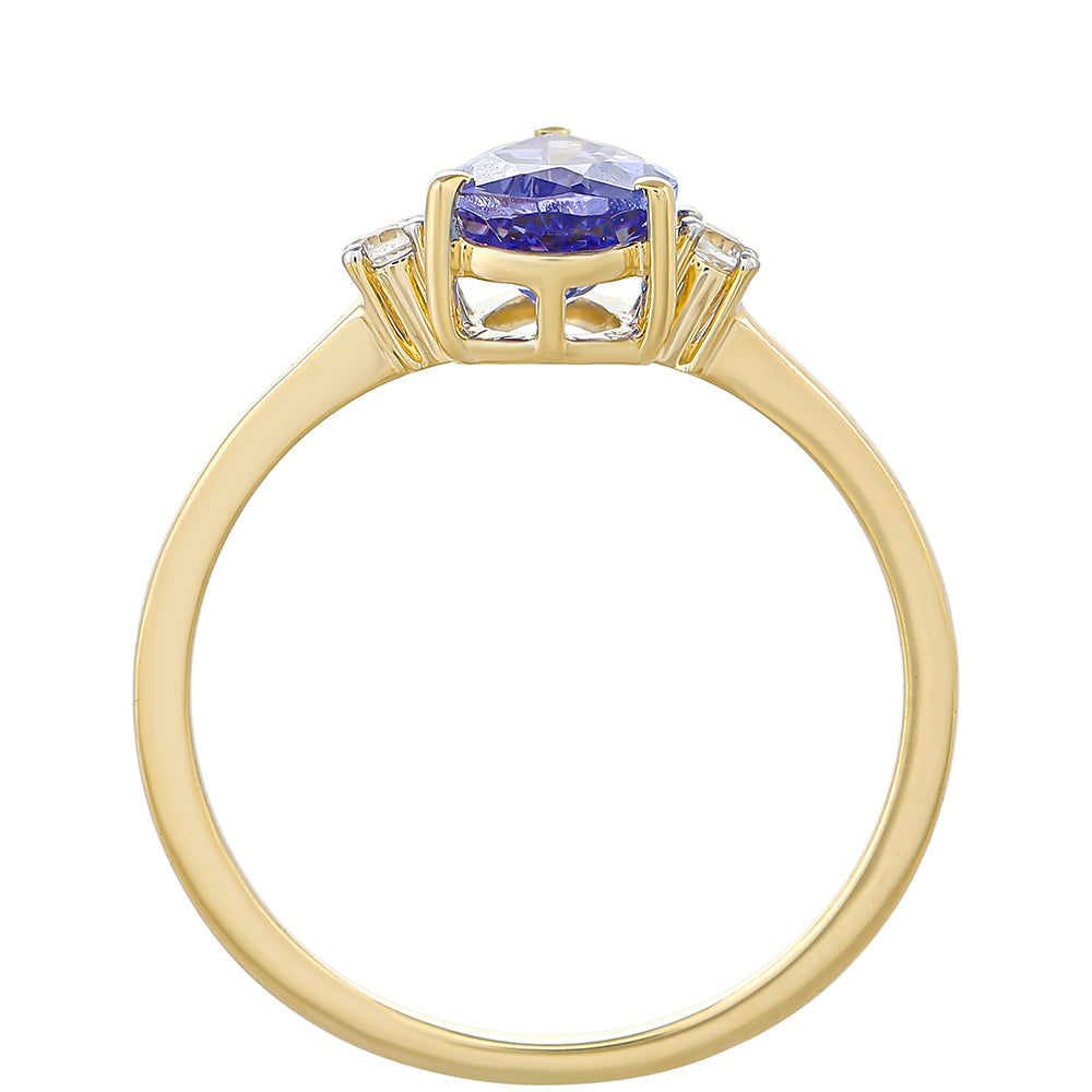 Goldring mit Tansanit - Klasse AAA und natürlichem Zirkon