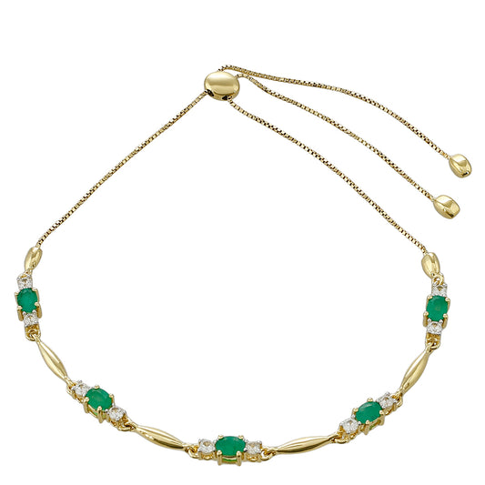 Goldarmband mit brasilianischem Smaragd und natürlichem Zirkon