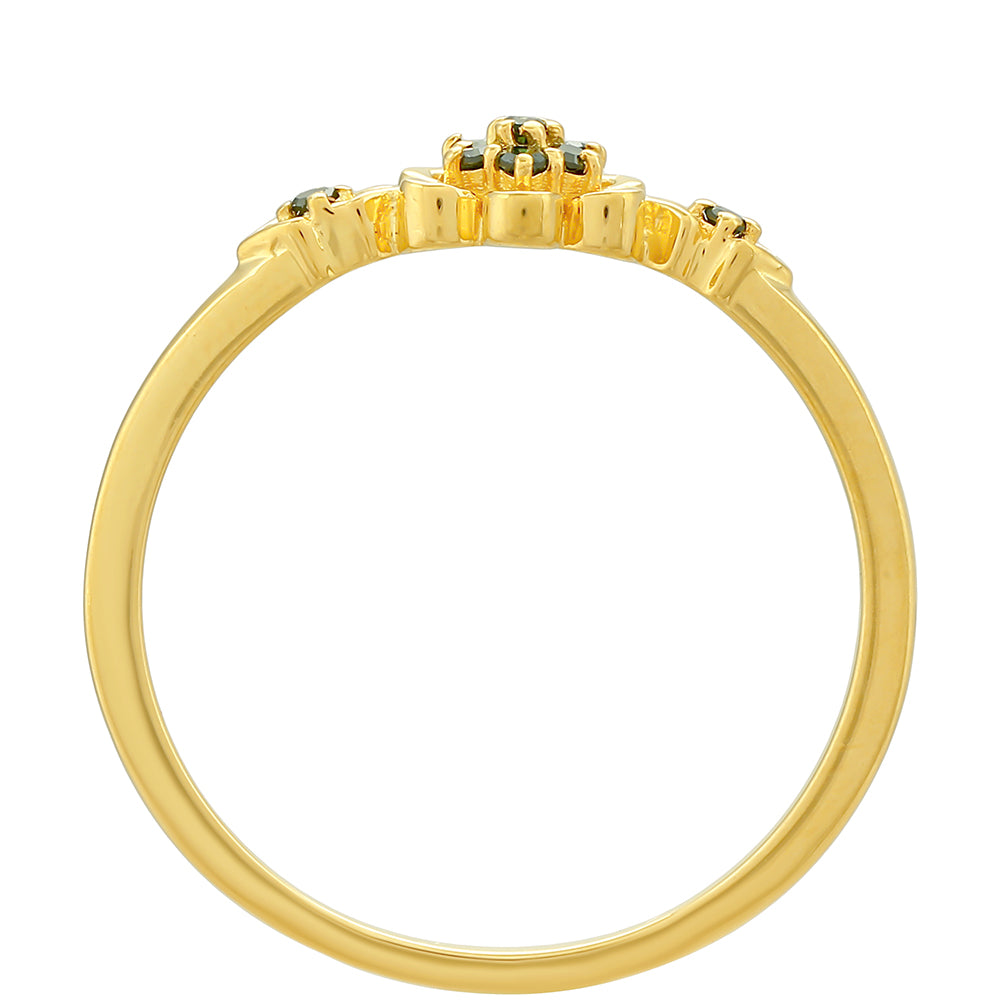 Goldplattierter Silberring mit grünem Diamant