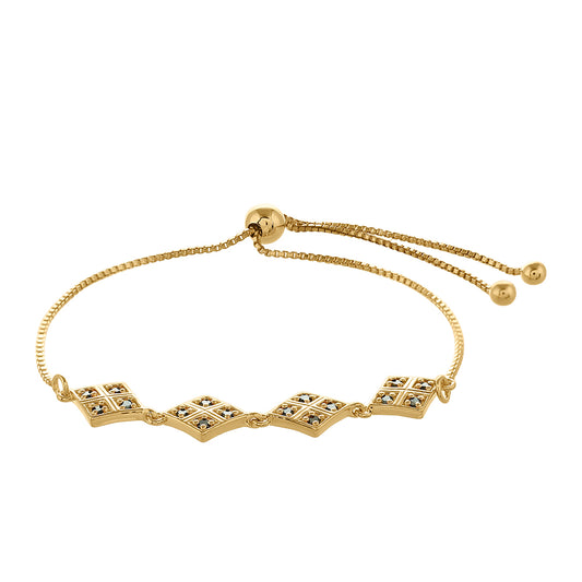 Goldplattiertes Silberarmband mit grünem Diamant