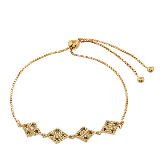 Goldplattiertes Silberarmband mit grünem Diamant