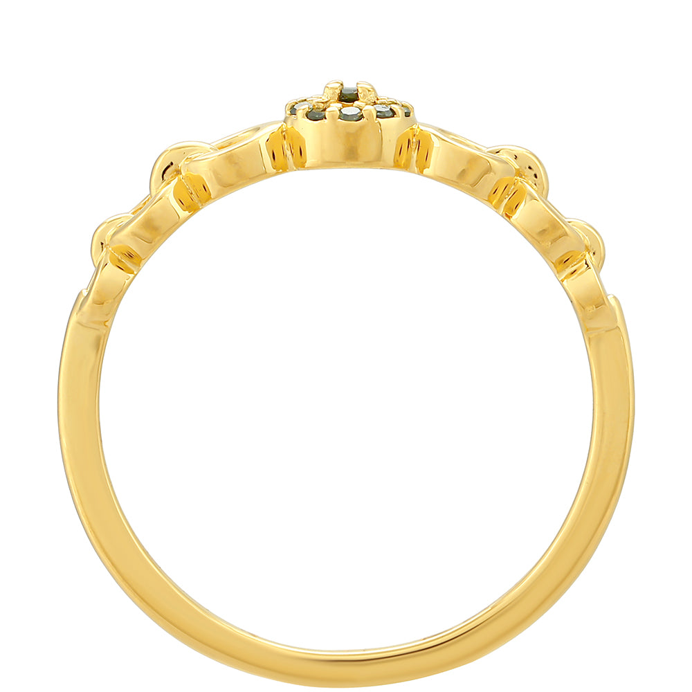 Goldplattierter Silberring mit grünem Diamant