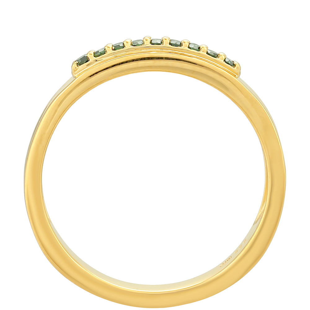 Goldplattierter Silberring mit grünem Diamant