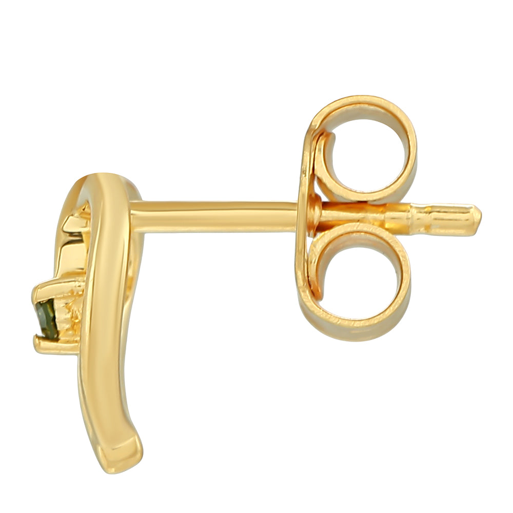 Goldplattierte Silberohrringe mit grünem Diamant