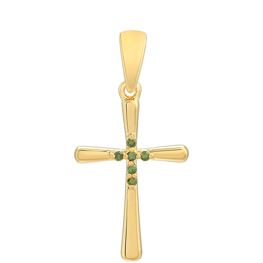 Goldplattierter Silberanhänger mit grünem Diamant