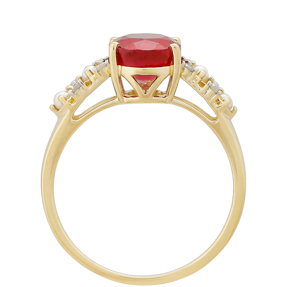 Goldring mit Thai Rubin und weißem Diamant