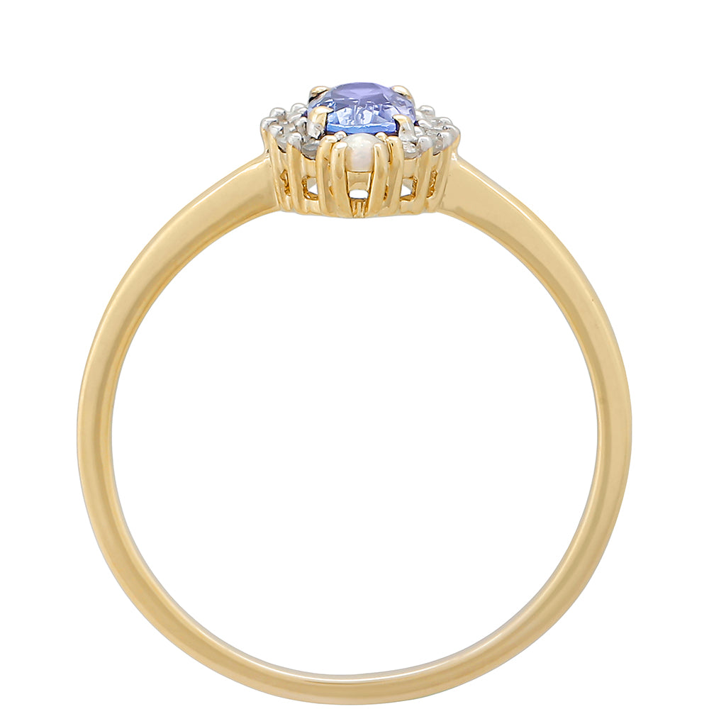 Goldring mit Tansanit und weißem Diamant