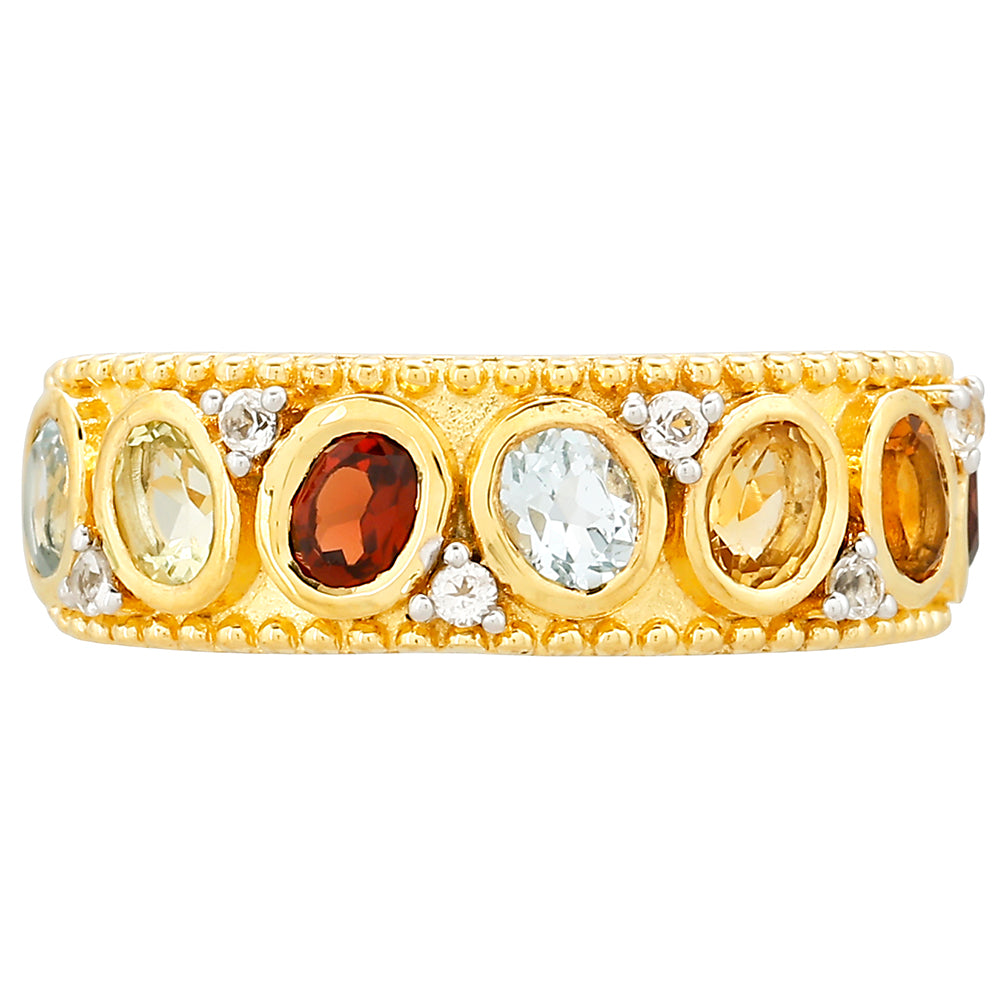 Goldplattierter Silberring mit Granat und Citrin aus Madeira 1