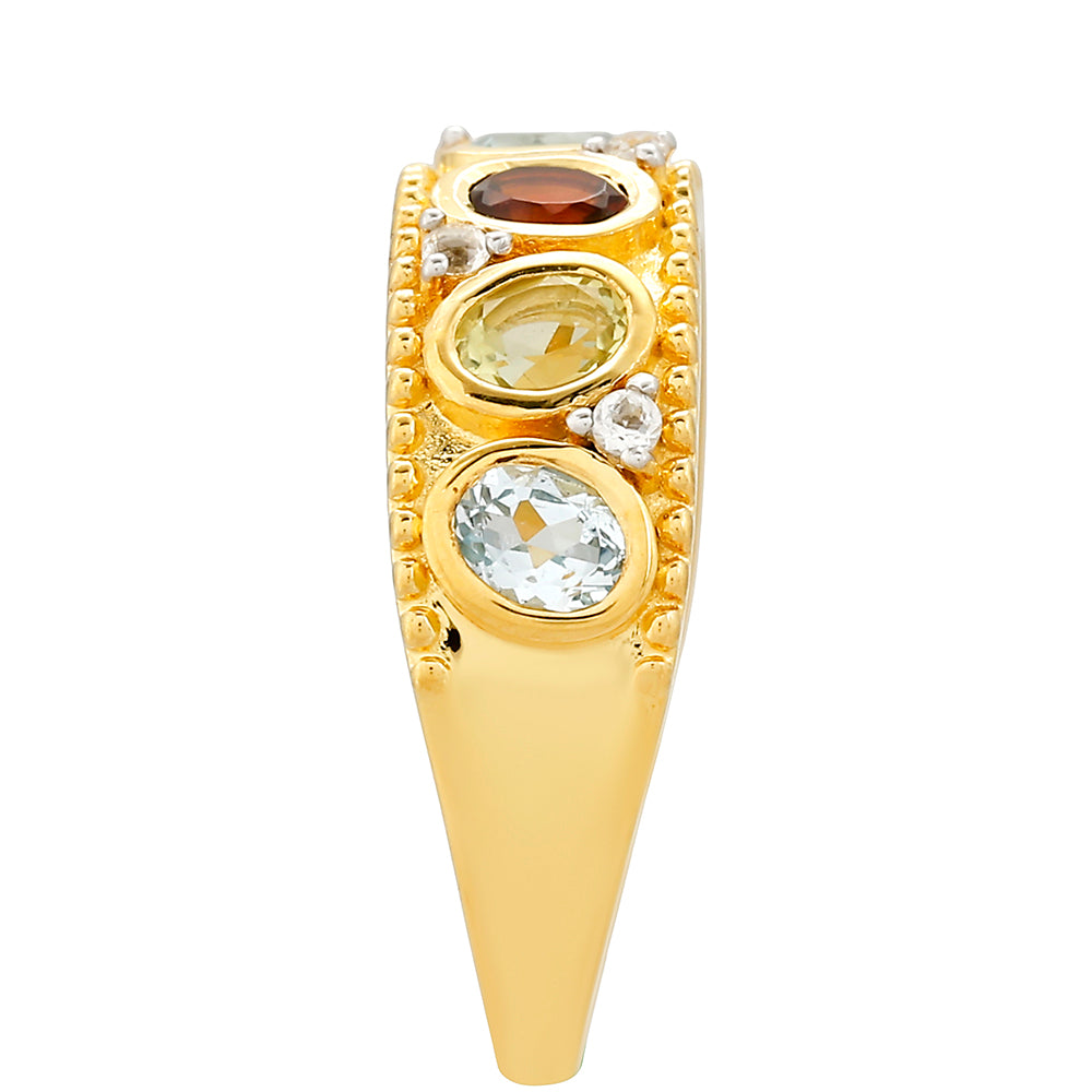 Goldplattierter Silberring mit Granat und Citrin aus Madeira 3