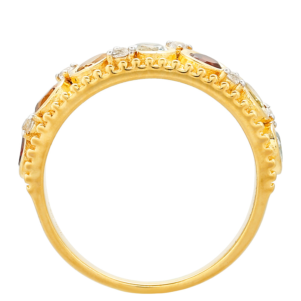 Goldplattierter Silberring mit Granat und Citrin aus Madeira 4