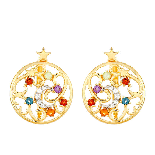 Goldplattierte Silberohrringe mit Amethyst und Zitrin