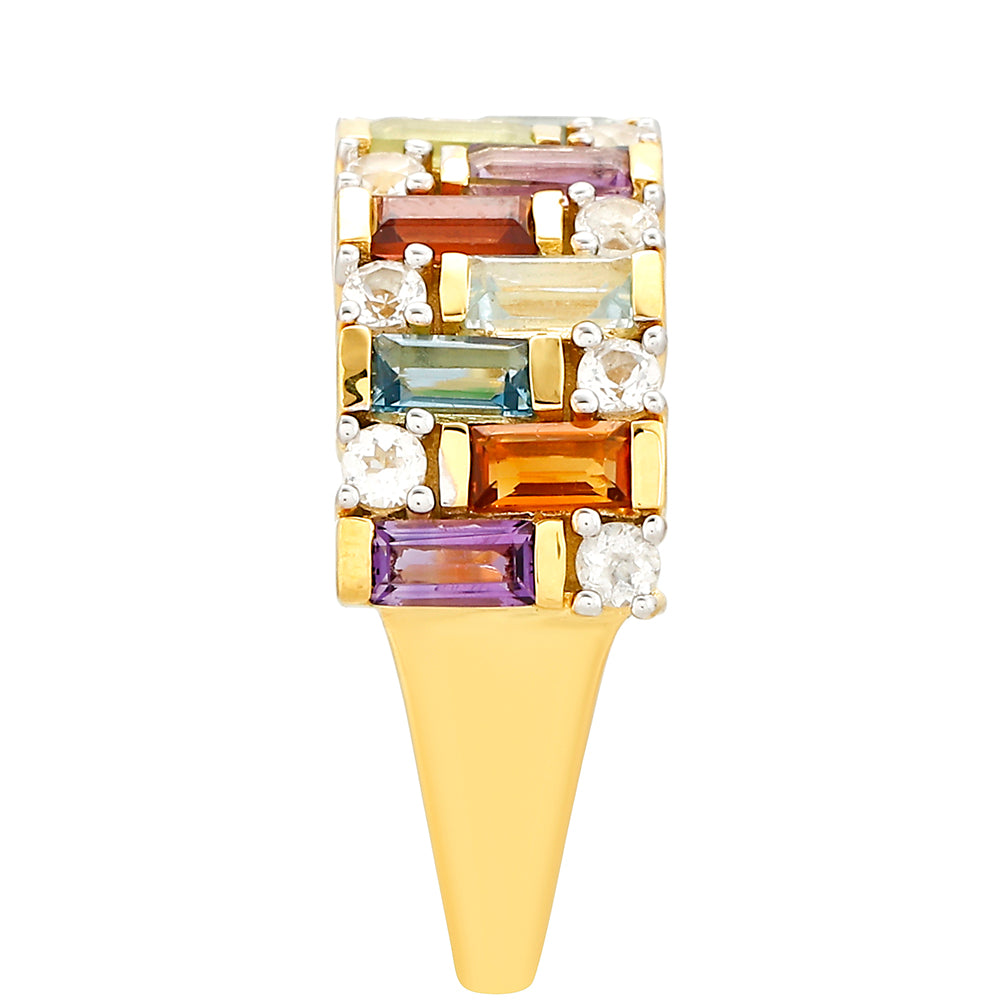 Goldplattierter Silberring mit Amethyst und Zitrin 3