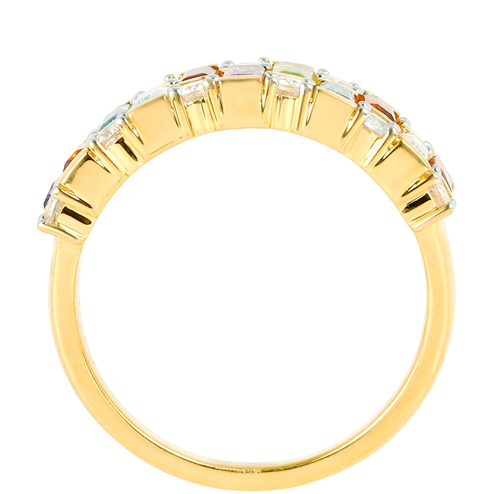 Goldplattierter Silberring mit Amethyst und Zitrin 4