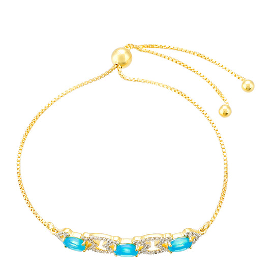 Goldplattiertes Silberarmband mit äthiopischem Paraiba-Blauopal und weißem Topas