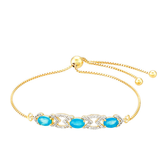 Goldplattiertes Silberarmband mit äthiopischem Paraiba-Blauopal und weißem Topas