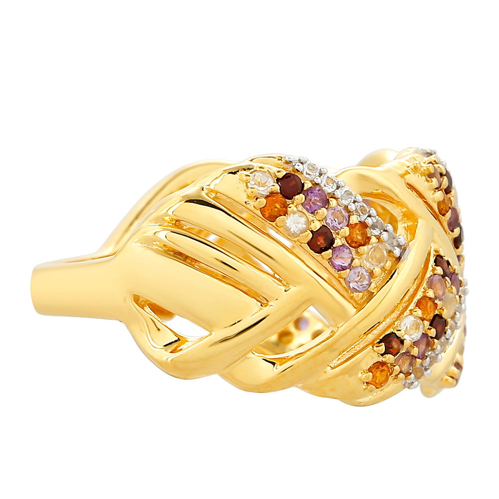 Goldplattierter Silberring mit Amethyst und Citrin aus Madeira 2