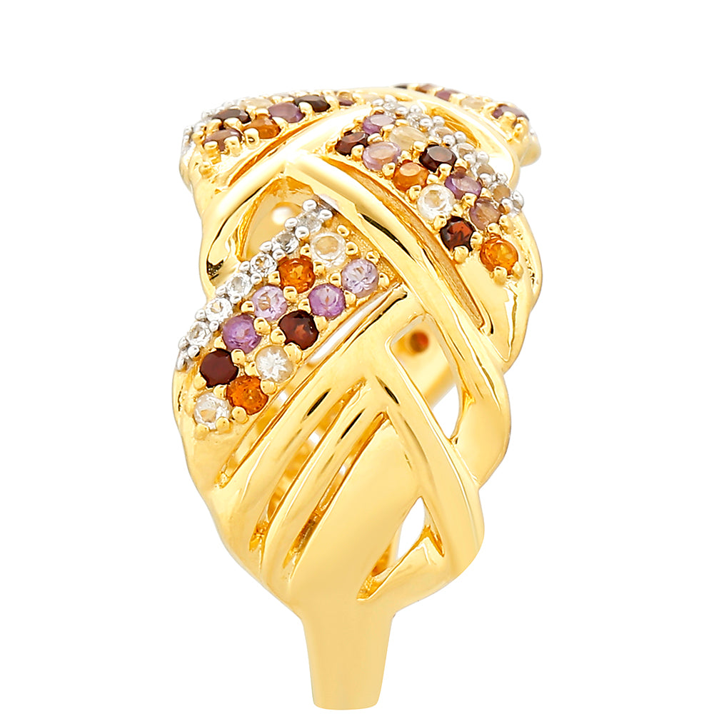 Goldplattierter Silberring mit Amethyst und Citrin aus Madeira 3
