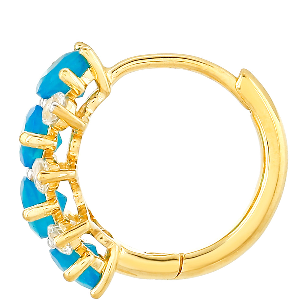 Goldplattierte Silberohrringe mit äthiopischem Paraiba-Blauopal und weißem Topas