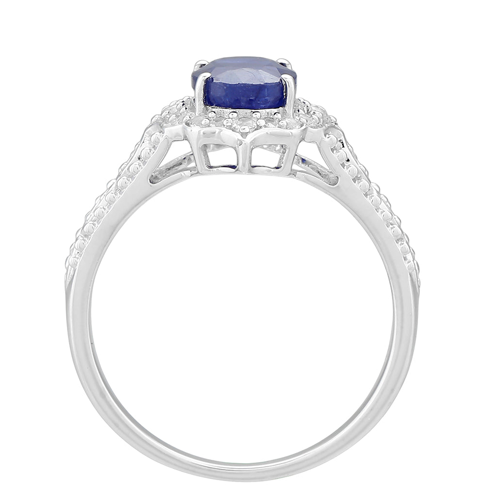 Silberring mit Thai Saphir und weißem Topas