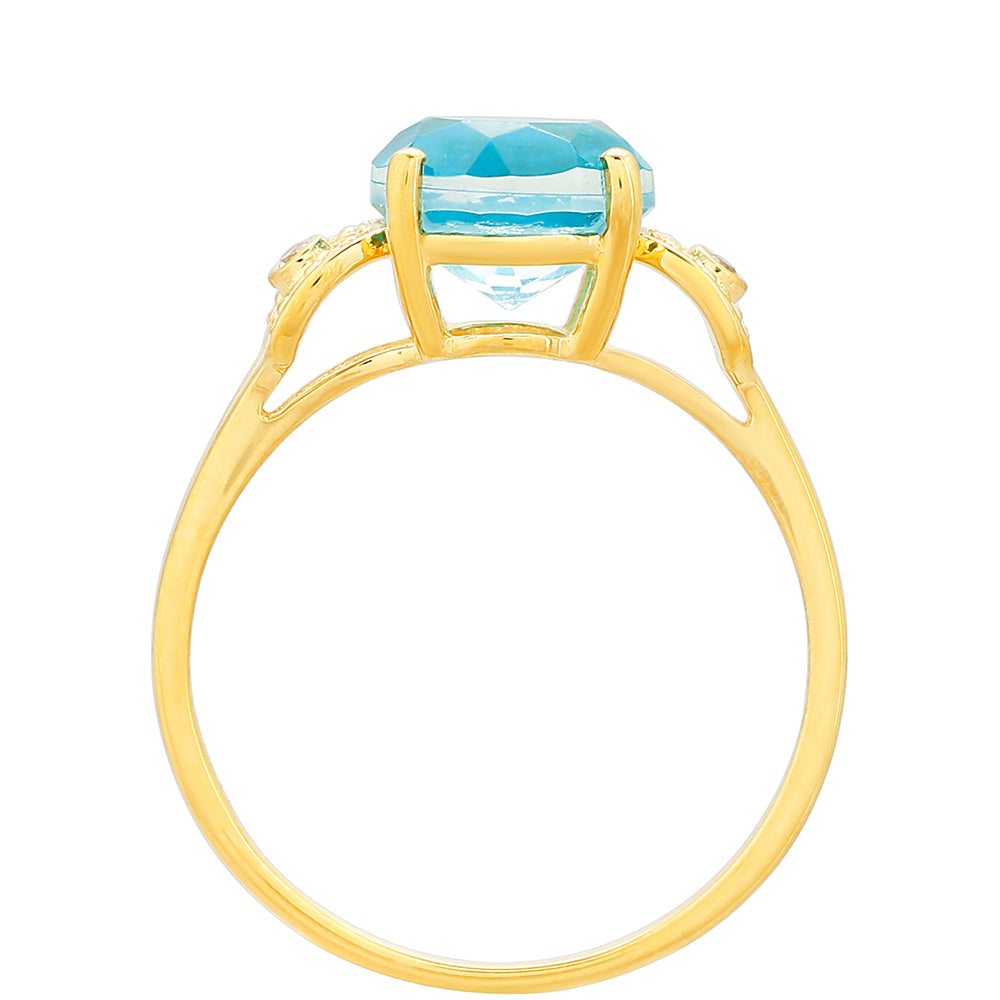 Goldplattierter Silberring mit Paraiba Quarz und weißem Topas