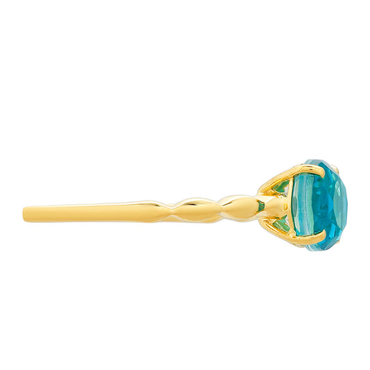 Goldplattierter Silberring mit Paraiba Quarz