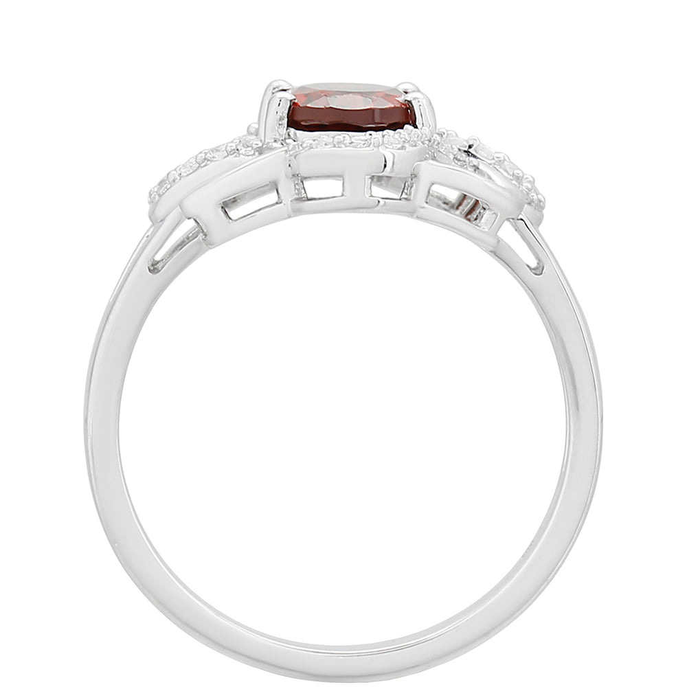 Silberring mit Granat und weißem Topas