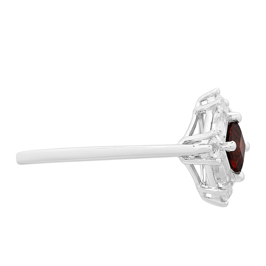 Silberring mit Granat und weißem Topas