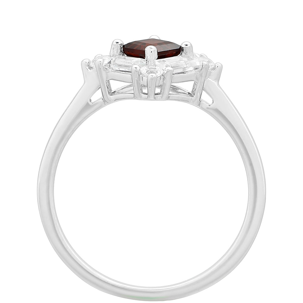 Silberring mit Granat und weißem Topas