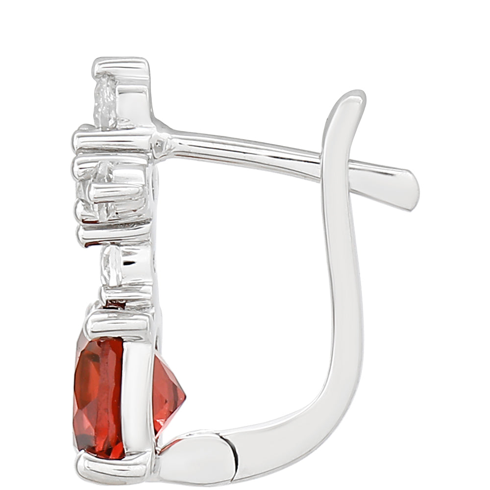 Silberohrringe mit Granat und weißem Topas