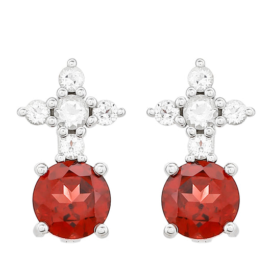 Silberohrringe mit Granat und weißem Topas