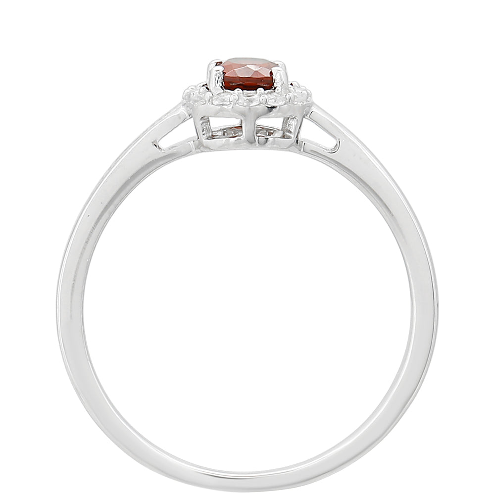 Silberring mit Granat und weißem Topas