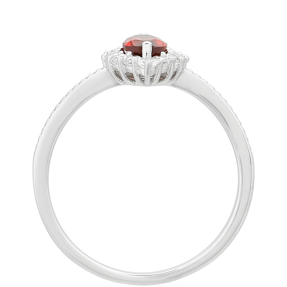 Silberring mit Granat und weißem Topas